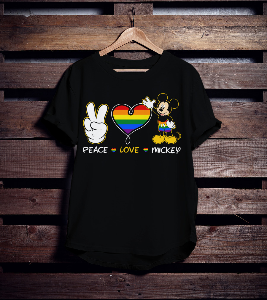 PEACE LOVE MICKEY Rainbow Pride T-Shirt