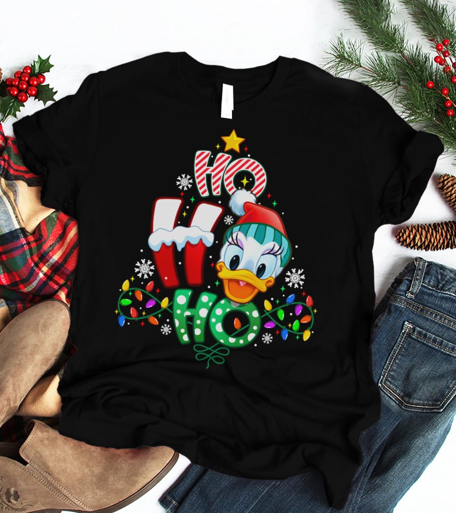 Ho Ho Ho Daisy Duck Christmas Lights And Snowflakes T-Shirt