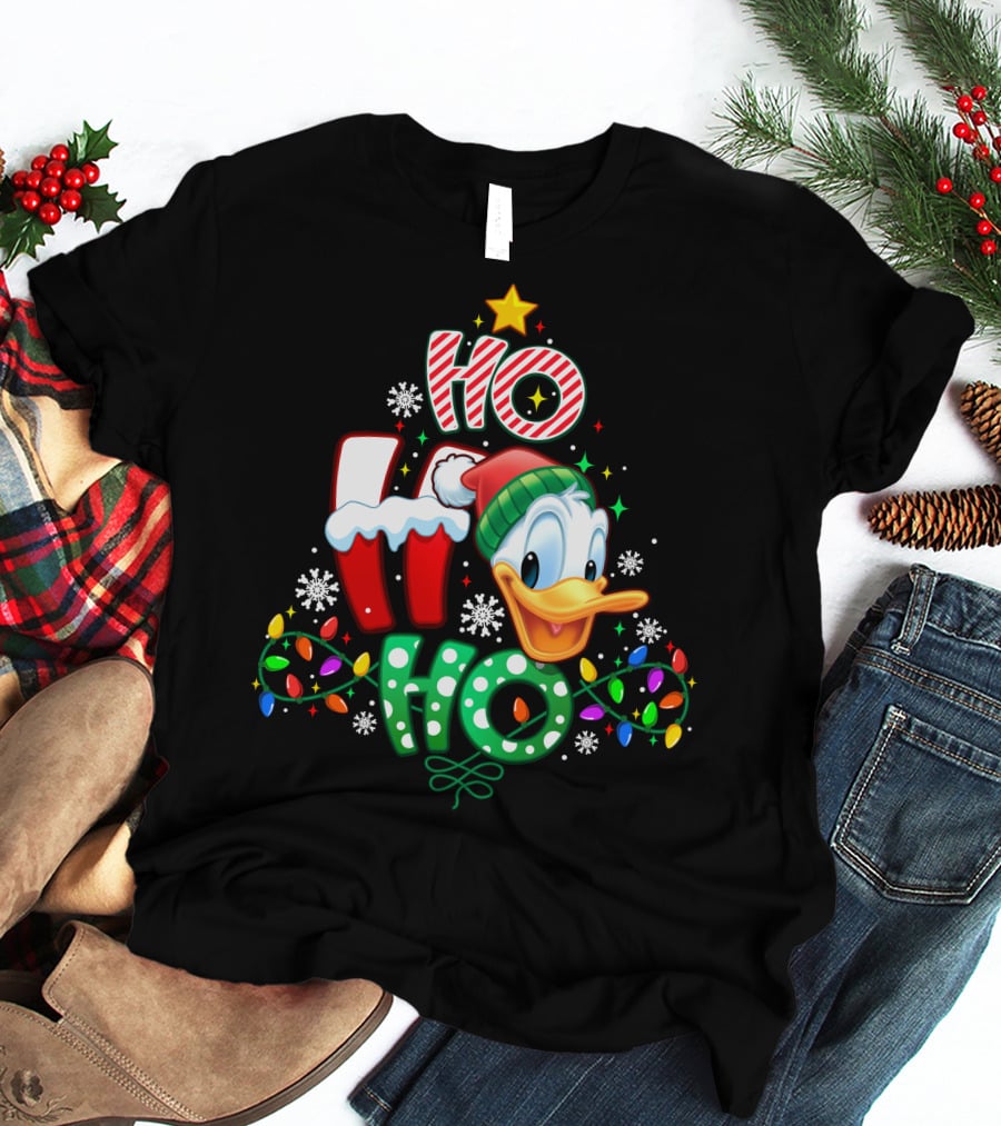 Donald Duck Christmas Ho Ho Ho Festive Lights T-Shirt