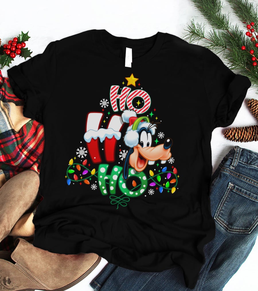 Goofy Ho Ho Ho Christmas Lights Holiday T-Shirt