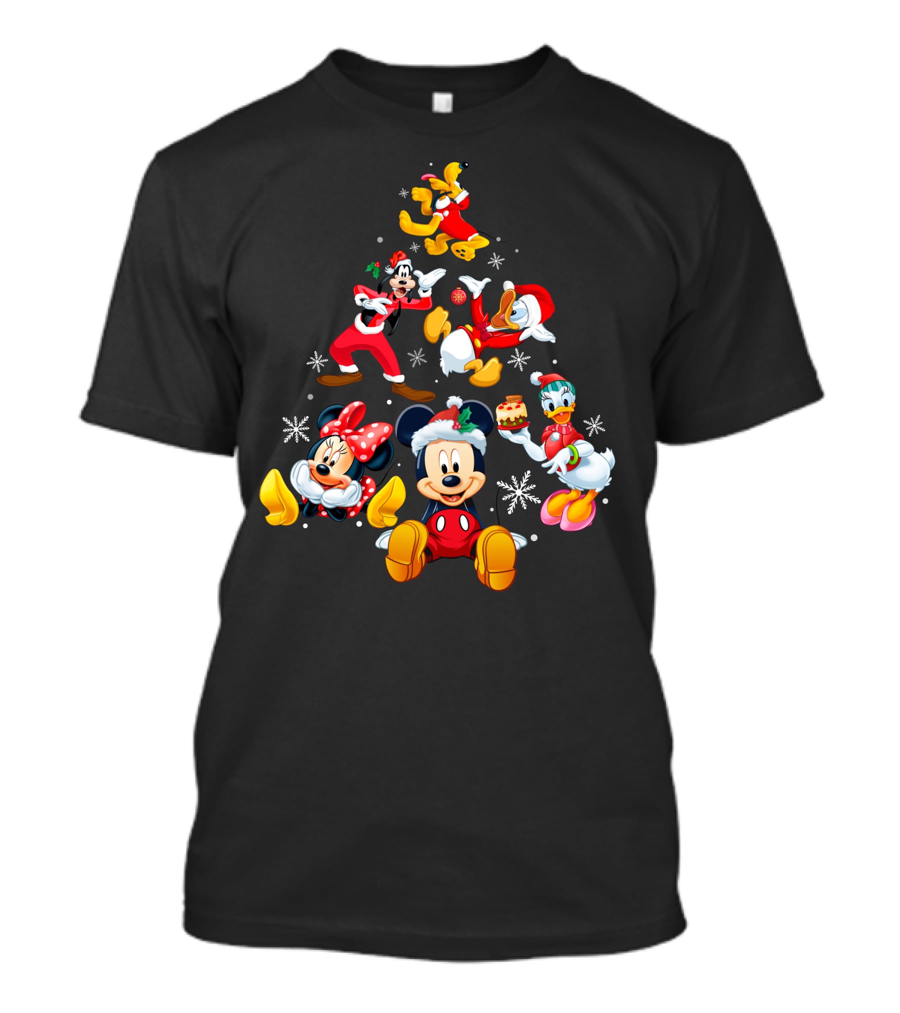 Mickey Minnie Donald Goofy Pluto Daisy Christmas Tree Noel T-Shirt