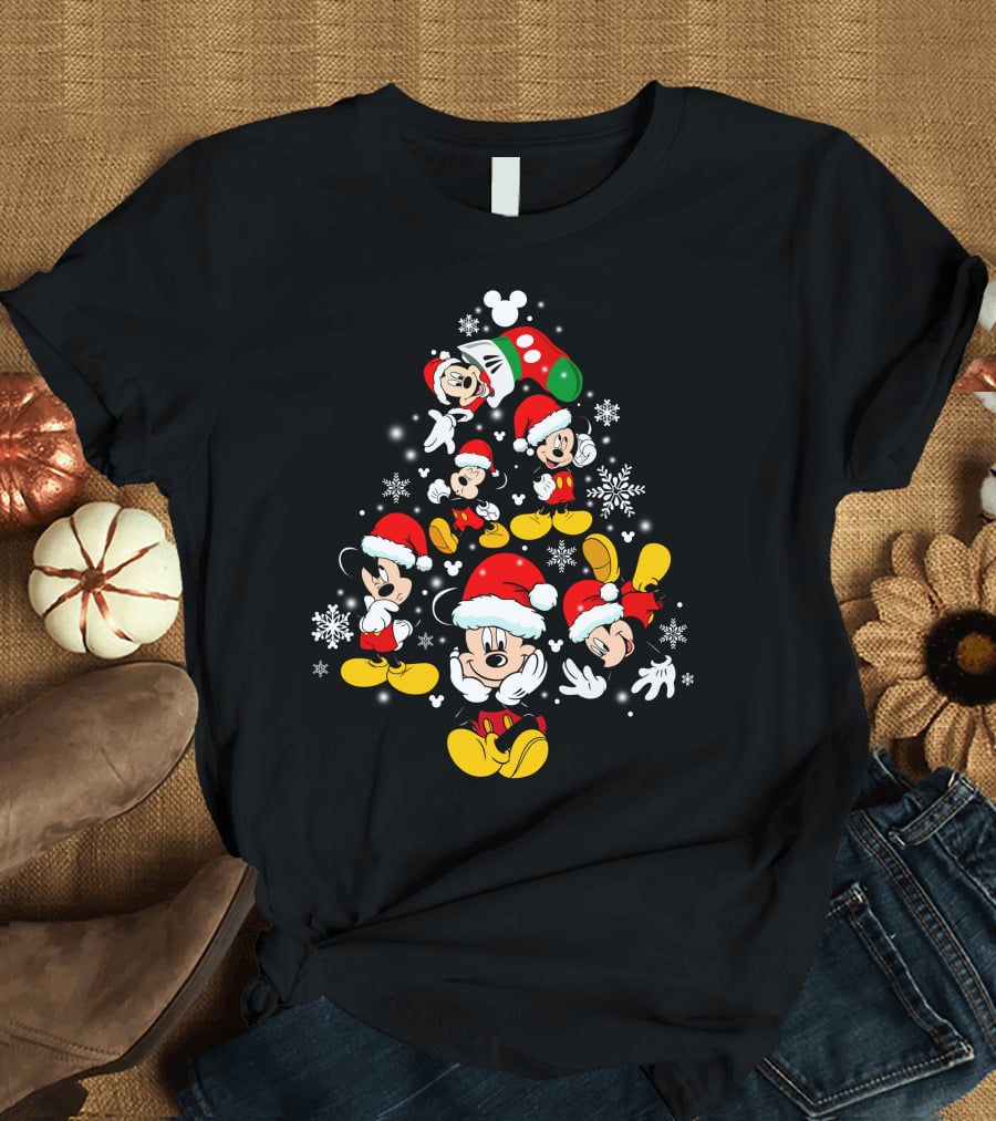 Mickey Mouse Santa Christmas Snowflake Holiday Celebration T-Shirt