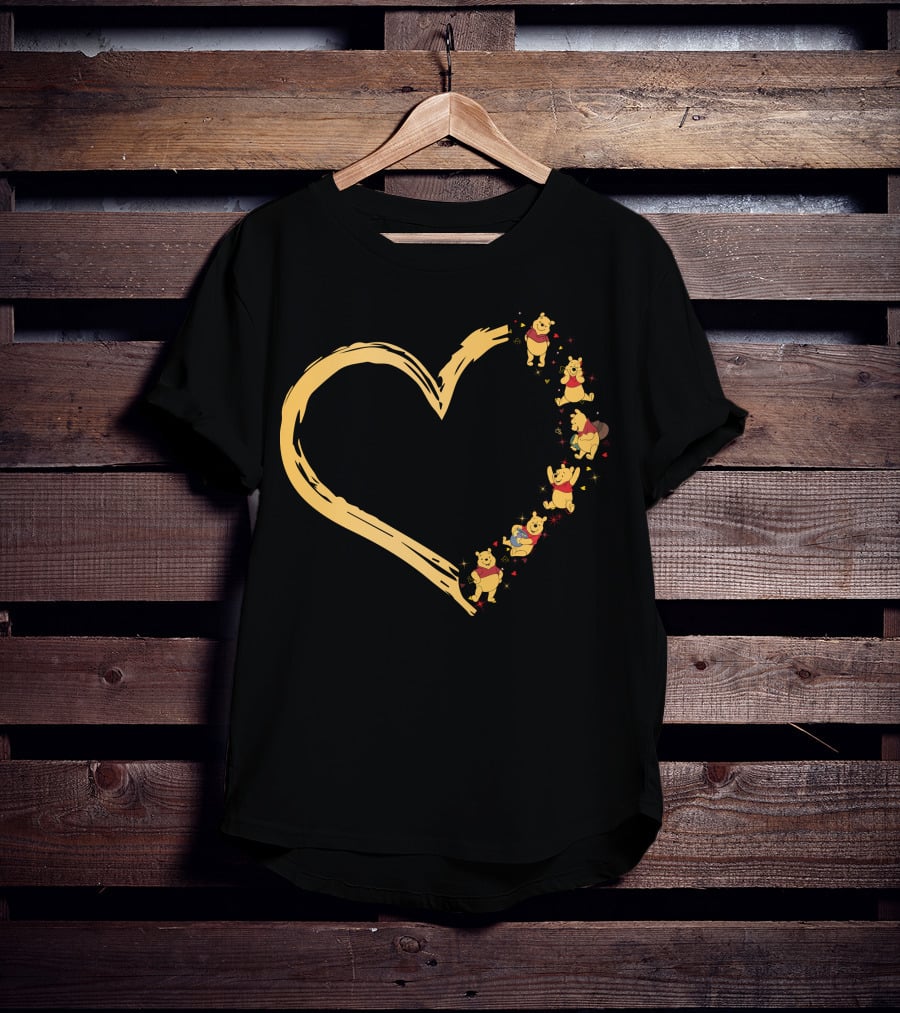 Winnie The Pooh Characters Heart-Shaped T-Shirt