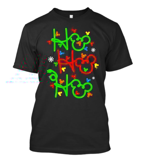 Ho Ho Ho Mickey Head Christmas Lights T-Shirt