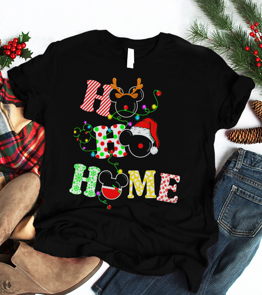 Ho Ho Ho Me Mickey Head Christmas Lights T-Shirt