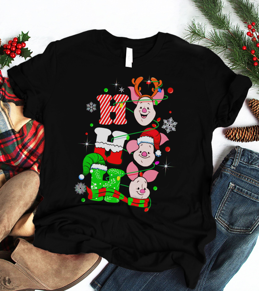 Holiday Piglet H O H Christmas Cheer T-Shirt