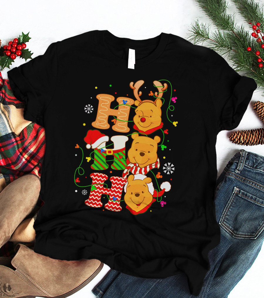 Ho Ho Ho Pooh Christmas Holiday Theme T-Shirt