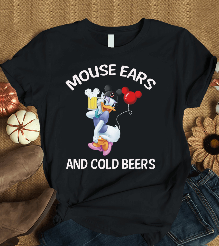 Mouse Ears And Cold Beers Daisy Duck Balloon And Beer Cartoon T-Shirt