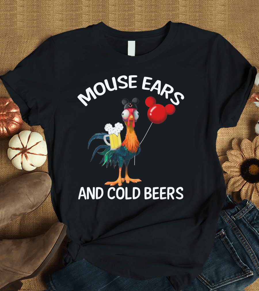 Mouse Ears And Cold Beers Heihei Balloon Beer Rooster T-Shirt
