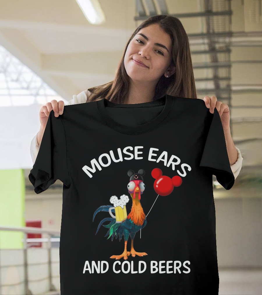 Mouse Ears And Cold Beers Heihei Balloon Beer Rooster T-Shirt