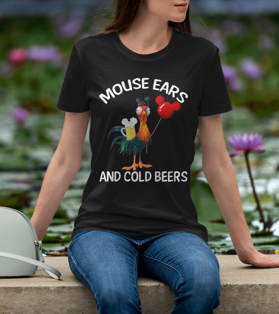 Mouse Ears And Cold Beers Heihei Balloon Beer Rooster T-Shirt