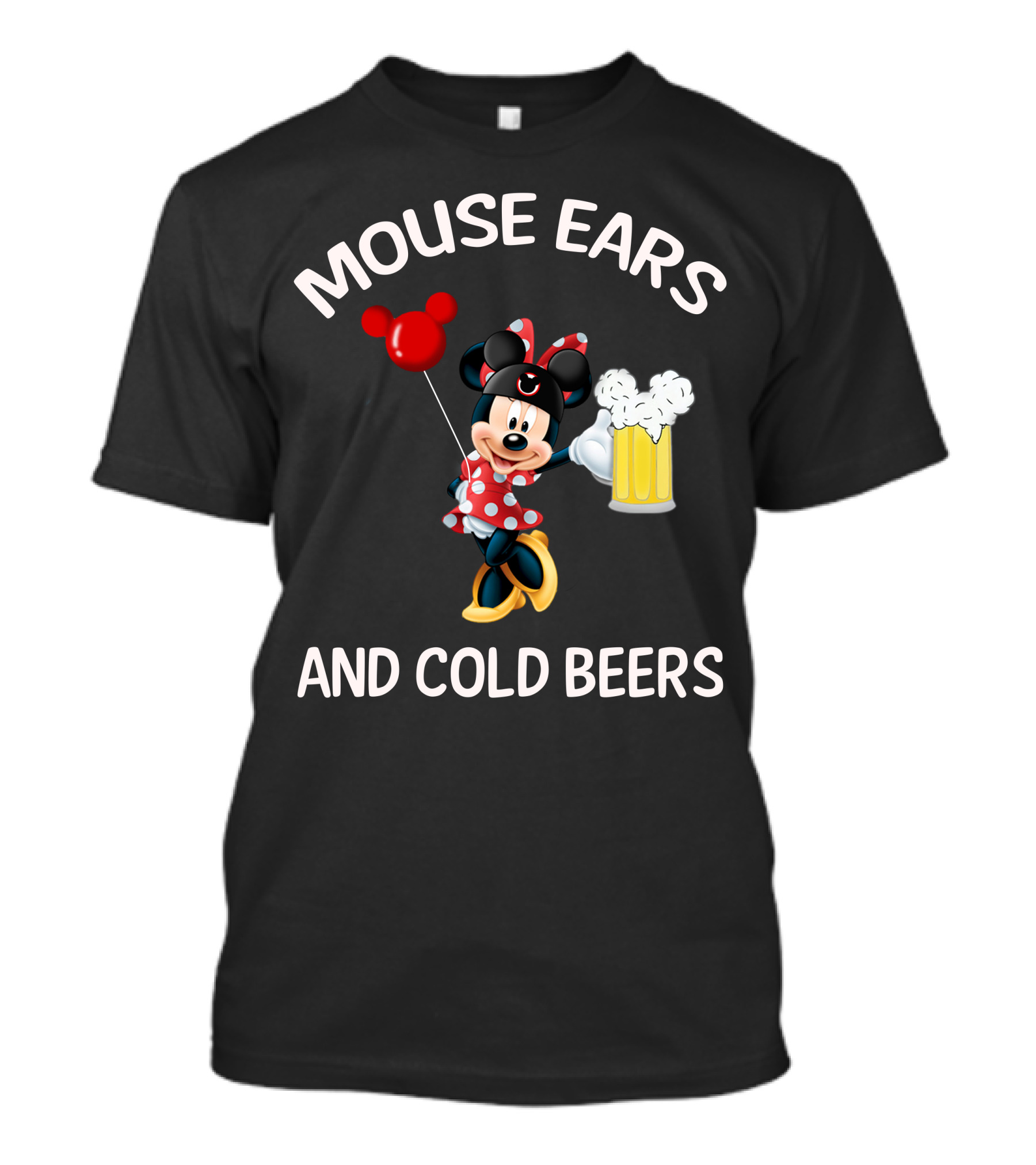 Minnie Mouse Ears And Cold Beers Balloon And Mug T-Shirt