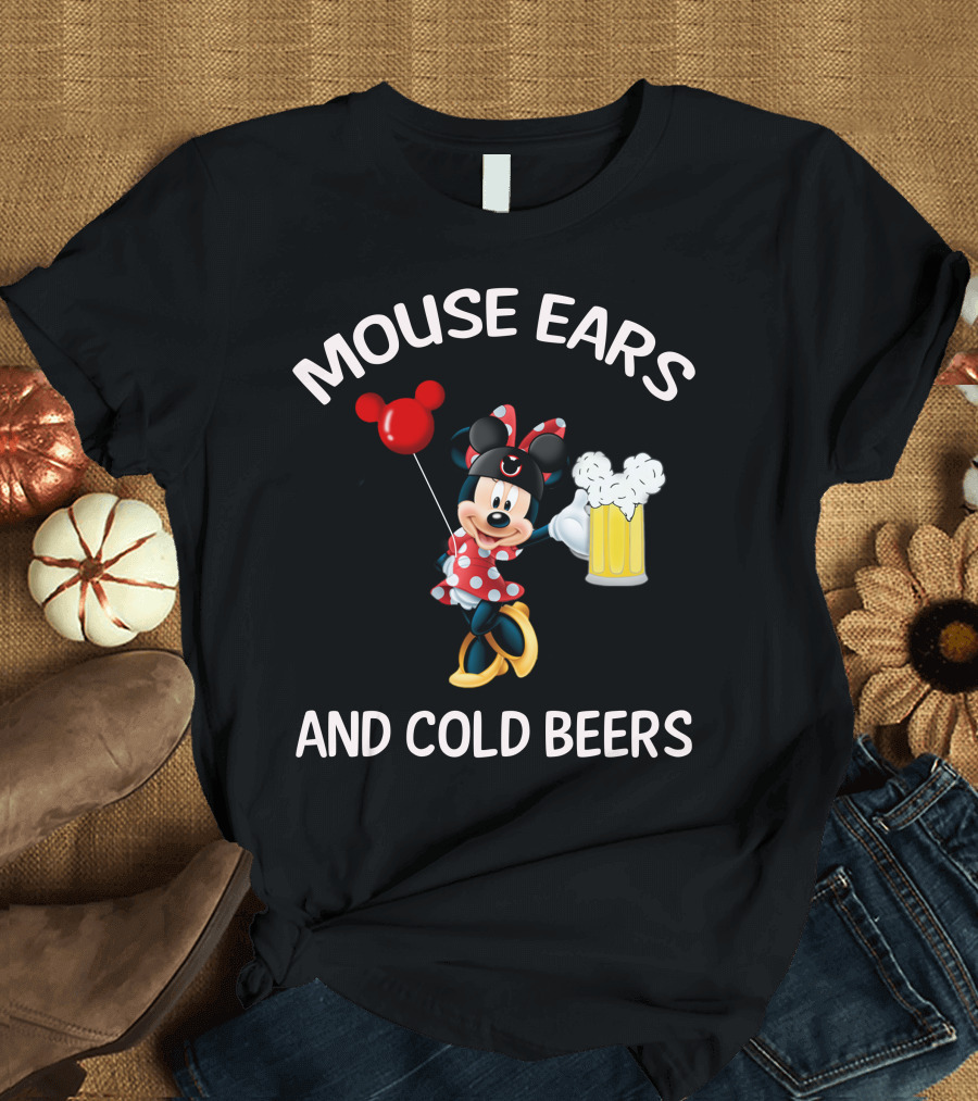Minnie Mouse Ears And Cold Beers Balloon And Mug T-Shirt