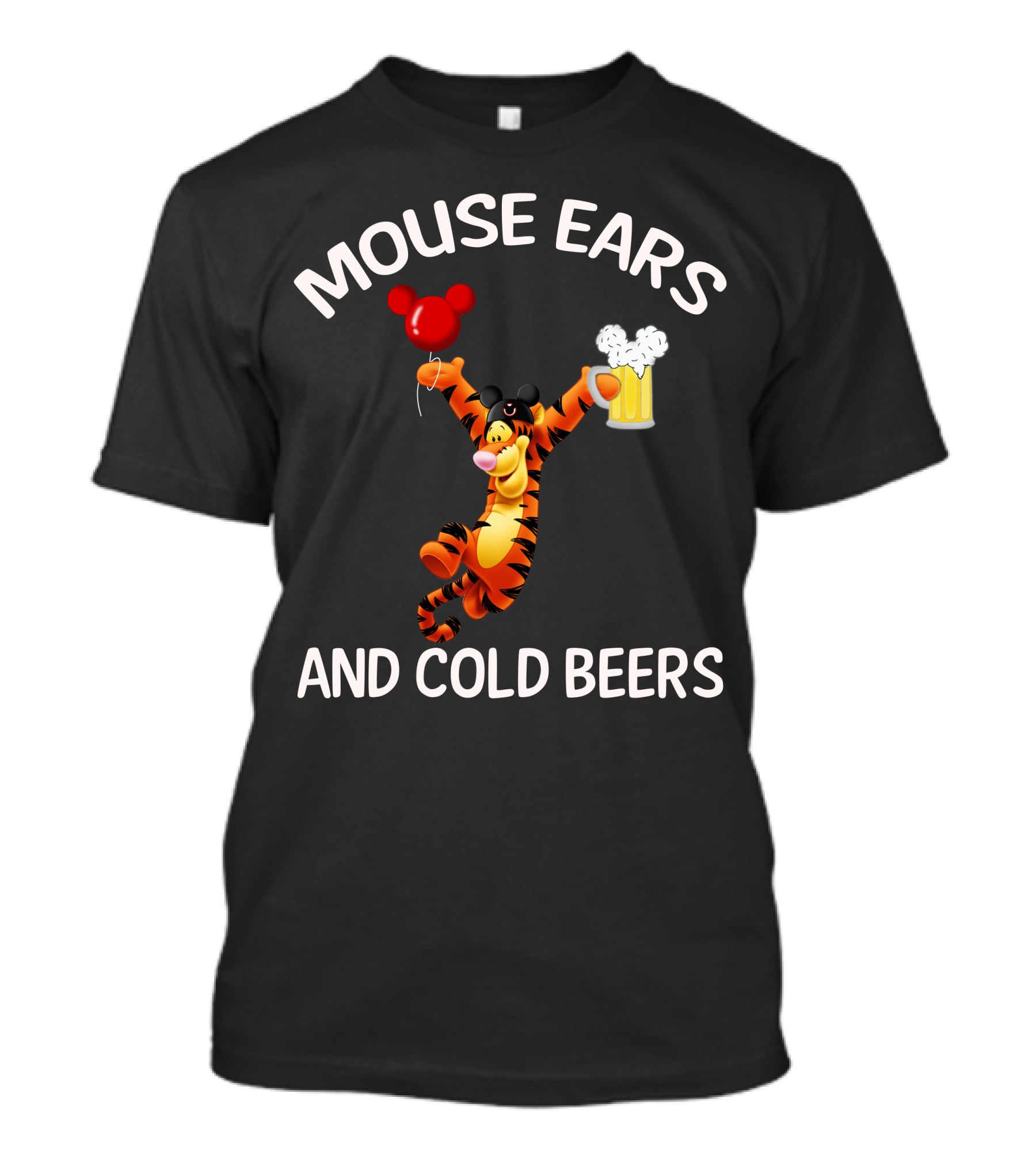 Mouse Ears And Cold Beers Tigger Balloon And Beer Mug T-Shirt