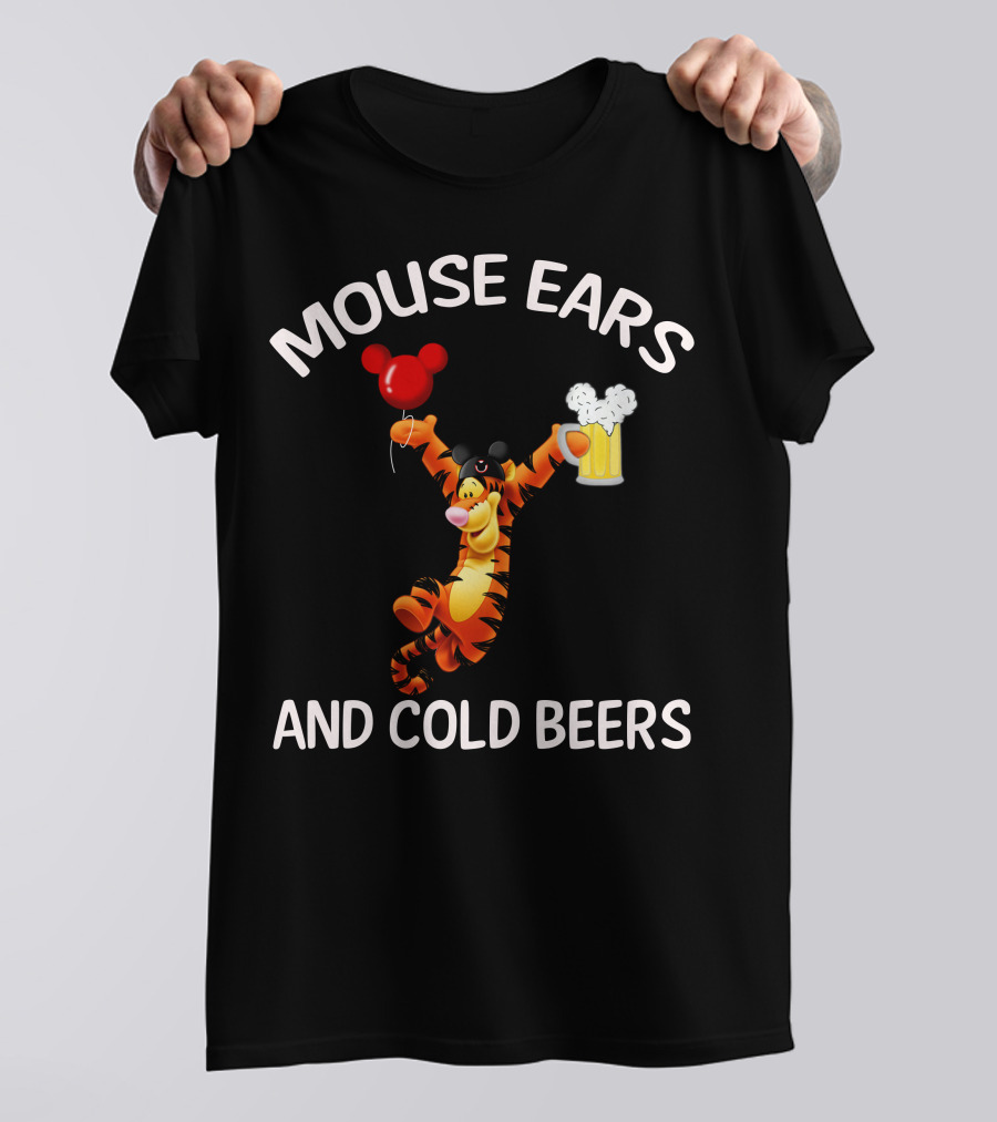Mouse Ears And Cold Beers Tigger Balloon And Beer Mug T-Shirt