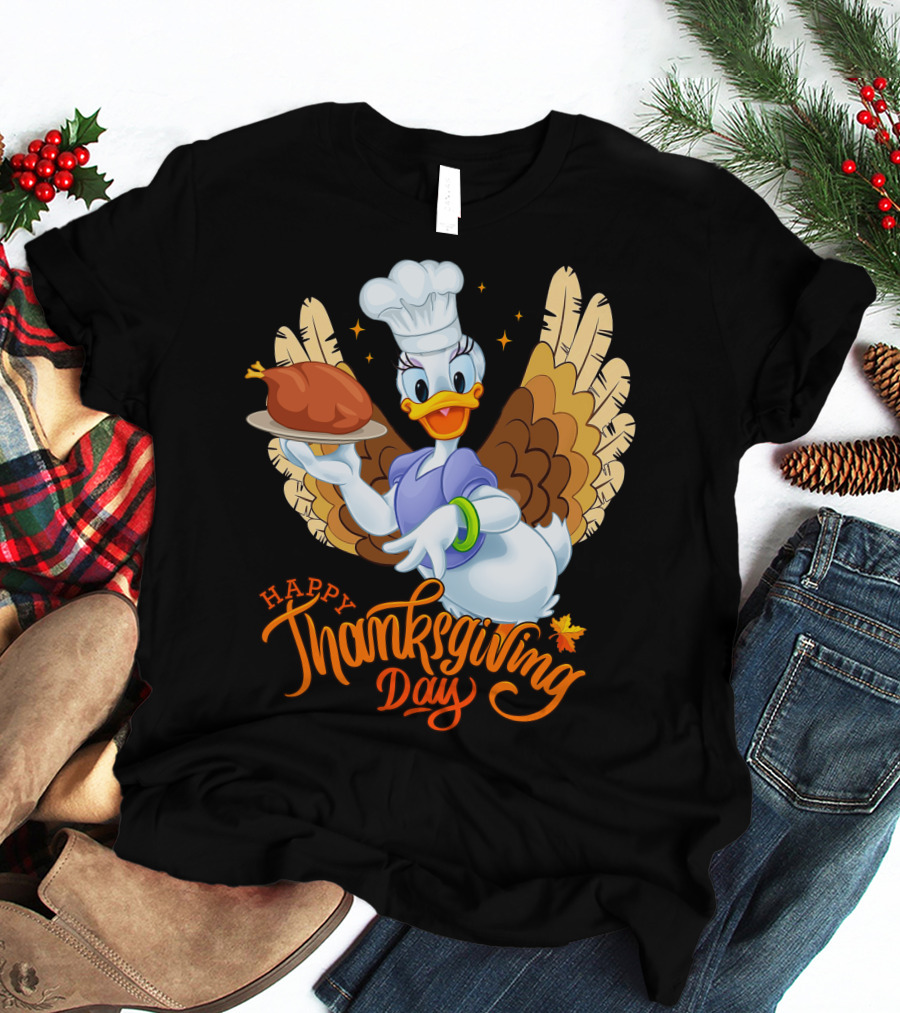 Happy Thanksgiving Day Daisy Duck Turkey Chef T-Shirt