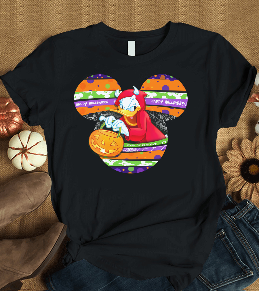 Happy Halloween Trick Or Treat Donald Duck Mickey T-Shirt