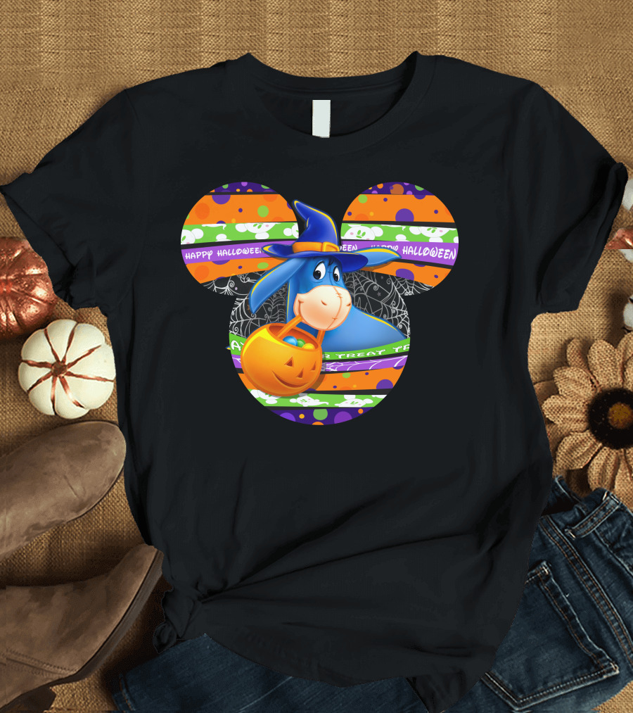 Eeyore Halloween Mickey Mouse Pumpkin Treat Happy Halloween T-Shirt