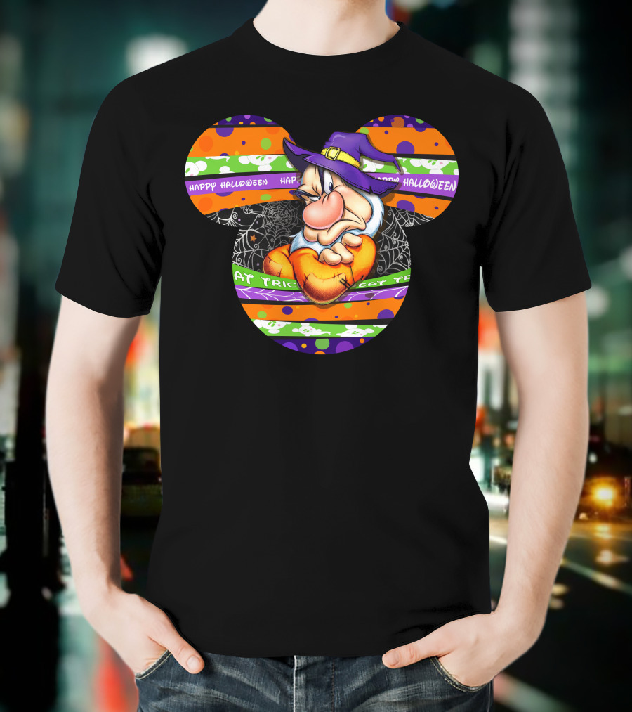 Grumpy Mickey Mouse Ears Happy Halloween Trick Or Treat T-Shirt