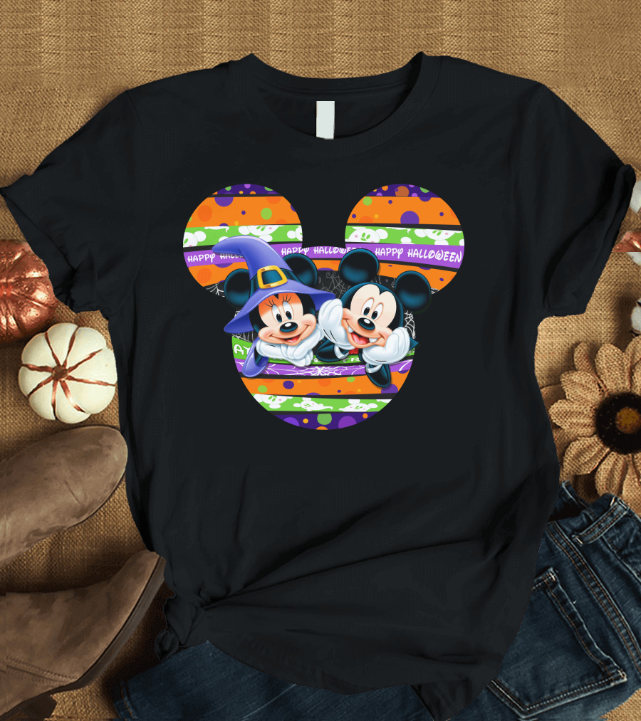 Mickey And Minnie Happy Halloween Halloween Pumpkin T-Shirt