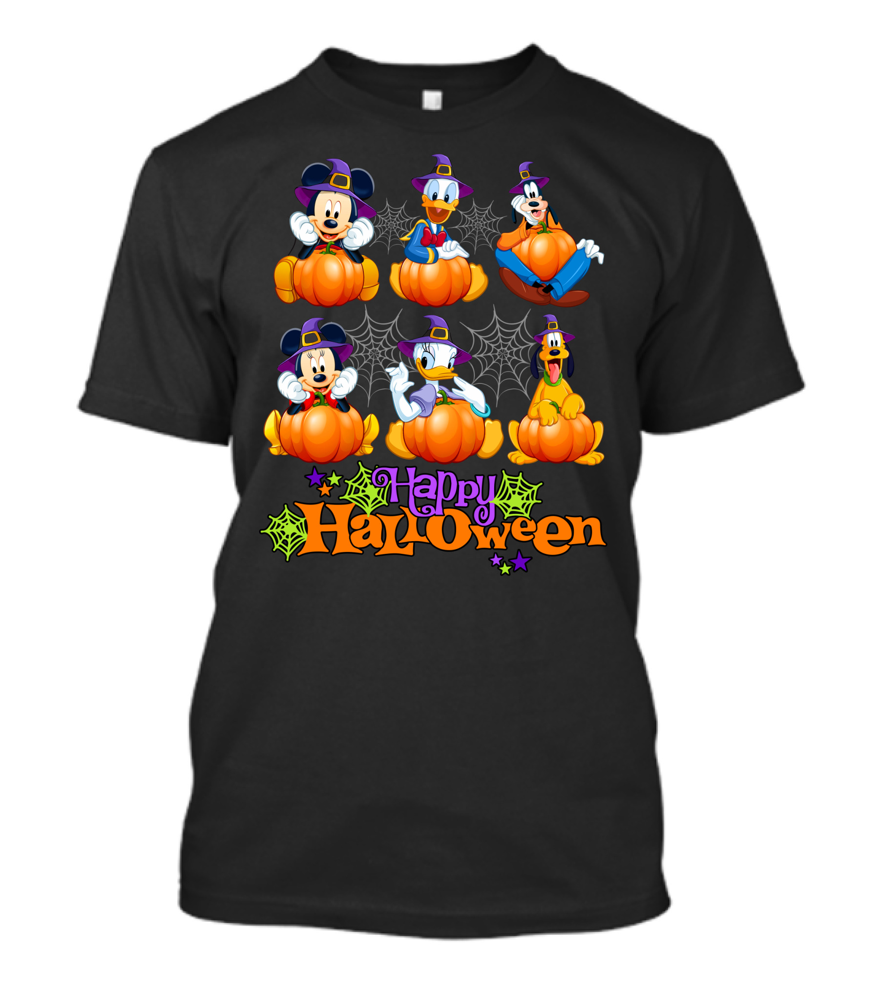 Mickey And Friends Happy Halloween Pumpkins And Spiderwebs T-Shirt