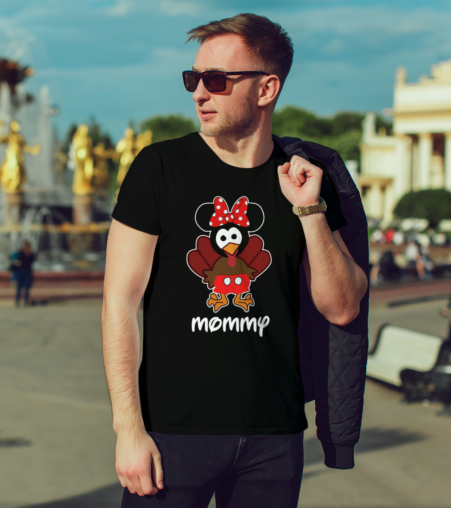 Mommy Thanksgiving 32 Turkey Mickey Mouse Ears Bow T-Shirt