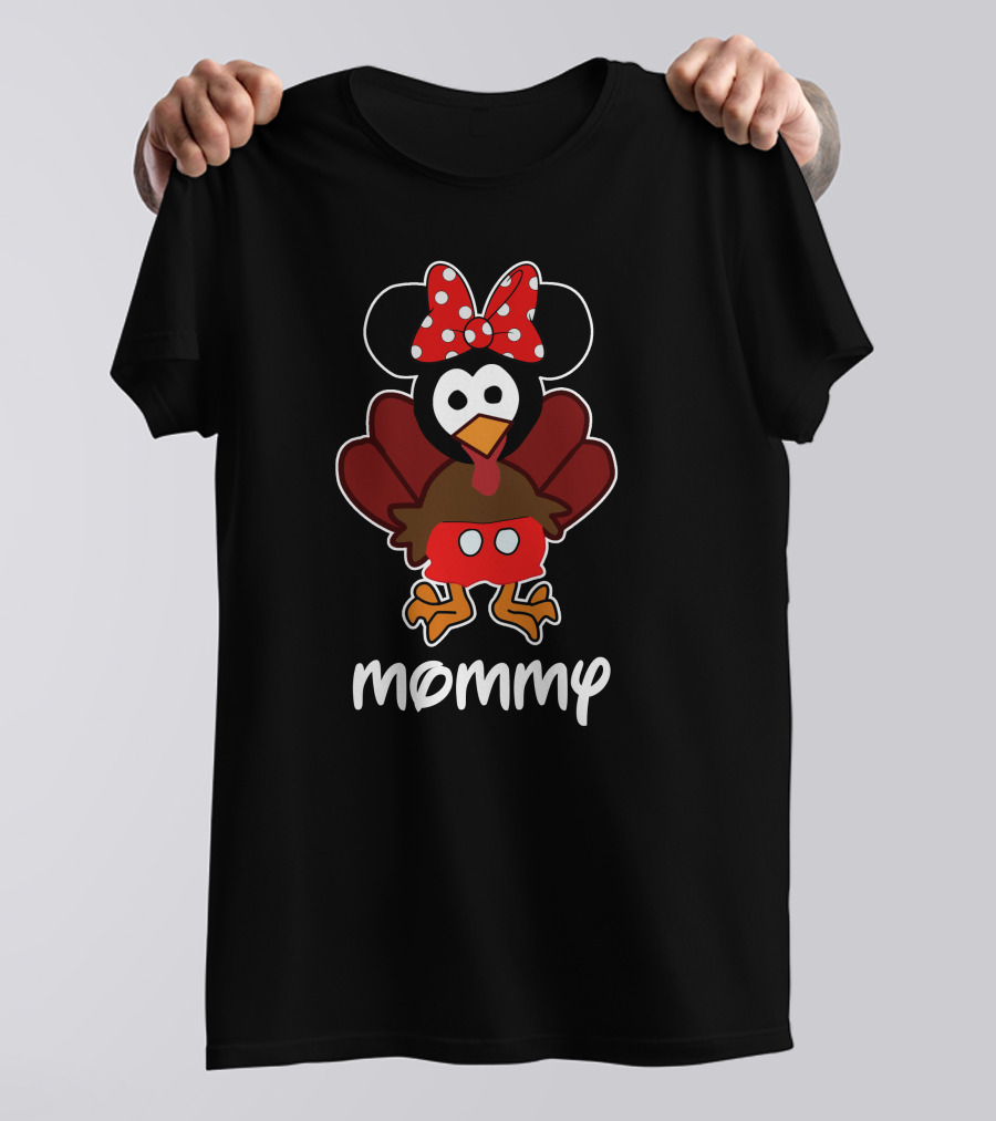 Mommy Thanksgiving 32 Turkey Mickey Mouse Ears Bow T-Shirt