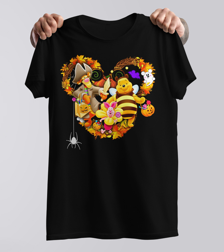 Winnie The Pooh Halloween Heart With Tigger And Piglet T-Shirt