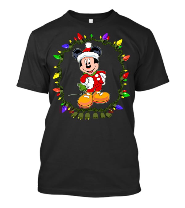 Merry Christmas 97 Mickey Mouse Lights And Santa Hat T-Shirt