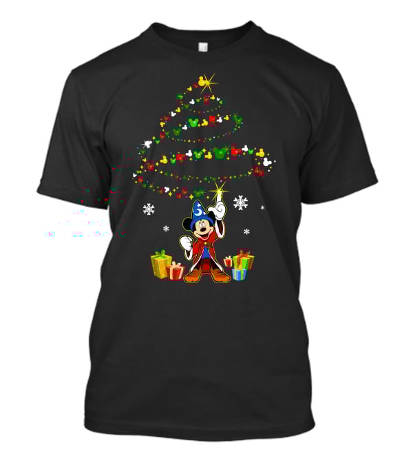 Sorcerer Mickey Mouse Christmas Tree Magic And Presents T-Shirt