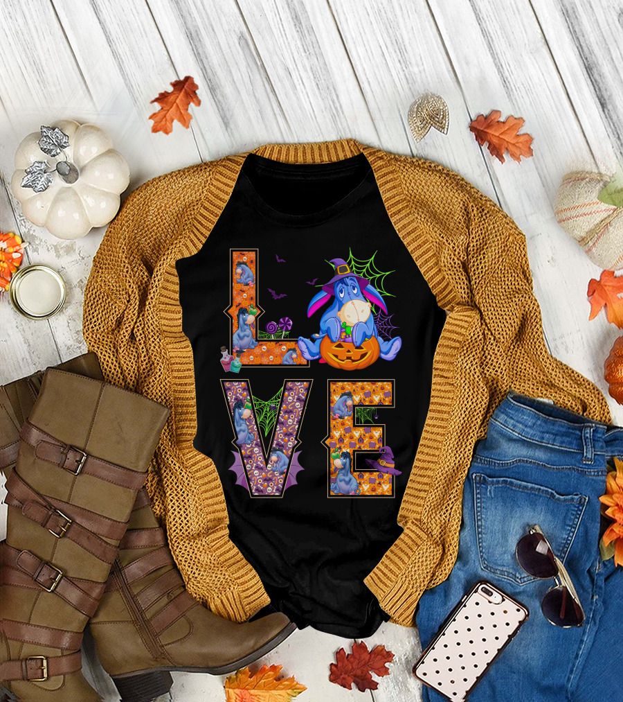 Eeyore Halloween Love Pumpkin Witch Hat Web T-Shirt
