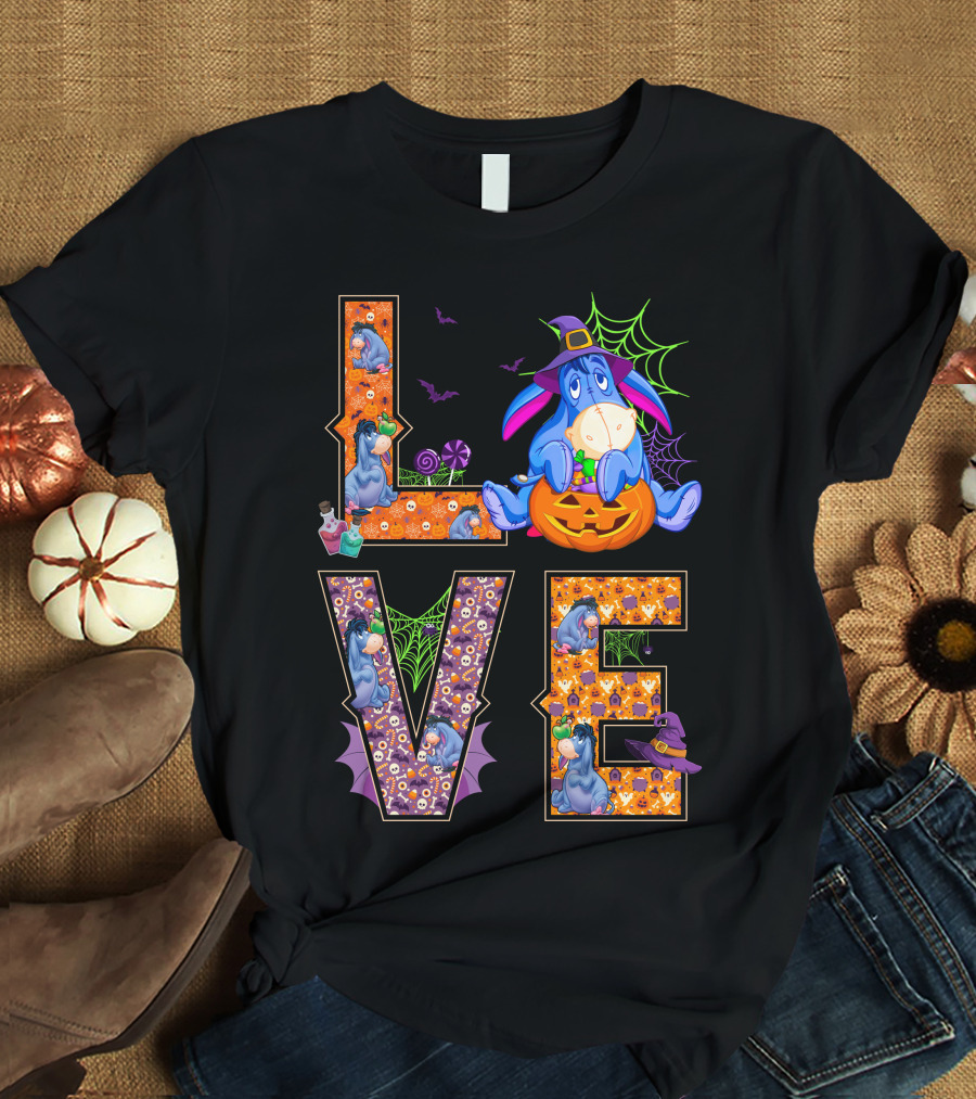 Eeyore Halloween Love Pumpkin Witch Hat Web T-Shirt