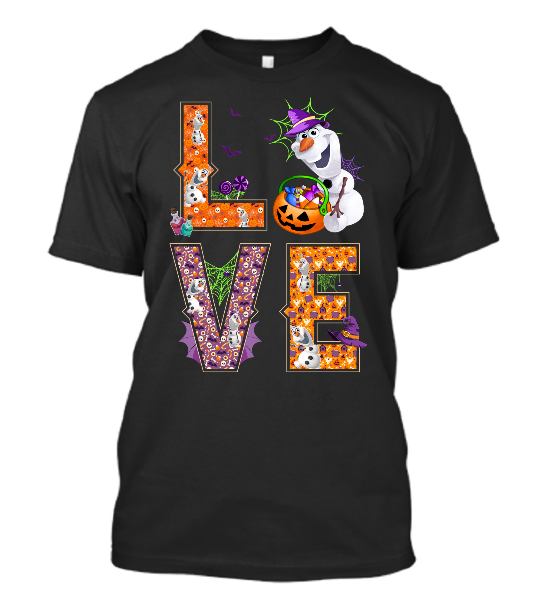 Love Halloween Olaf Candy Pumpkin Frozen Theme T-Shirt