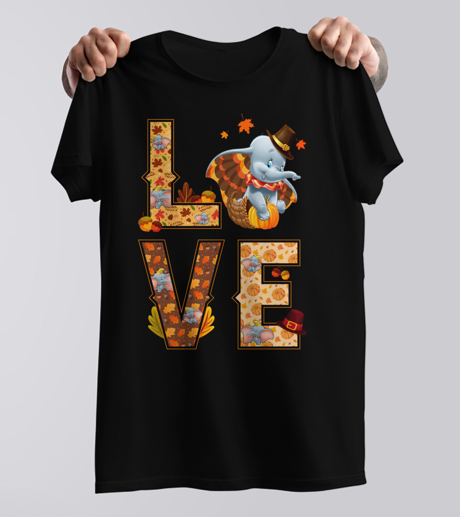 Love Dumbo Thanksgiving Autumn Theme T-Shirt