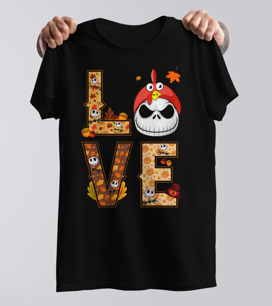 Love Jack Skellington Fall Pumpkin Thanksgiving T-Shirt