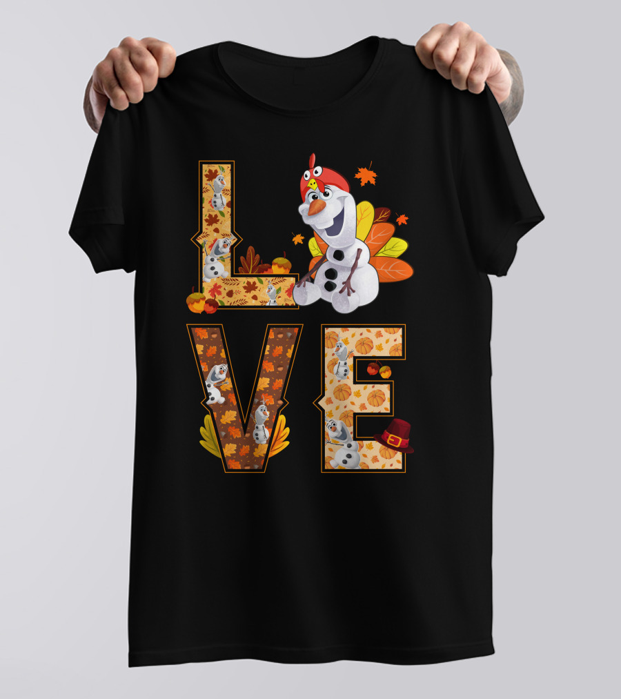 Love Olaf Thanksgiving Autumn Leaves Costume T-Shirt