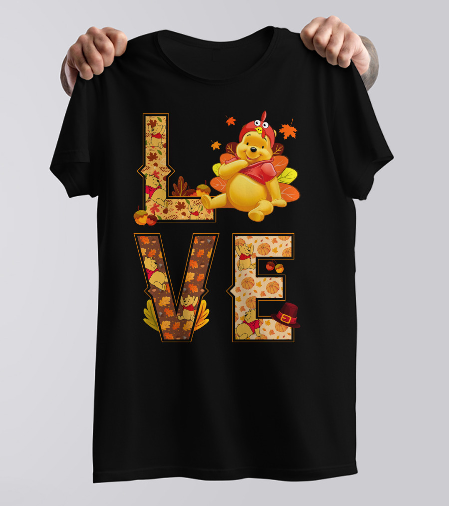 Love Pooh Fall Thanksgiving Theme T-Shirt
