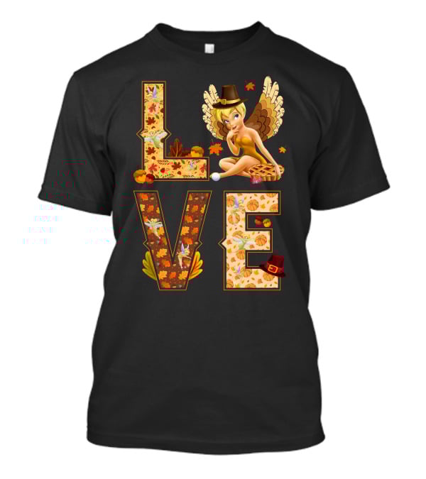 Love Tinkerbell Thanksgiving Autumn Theme T-Shirt