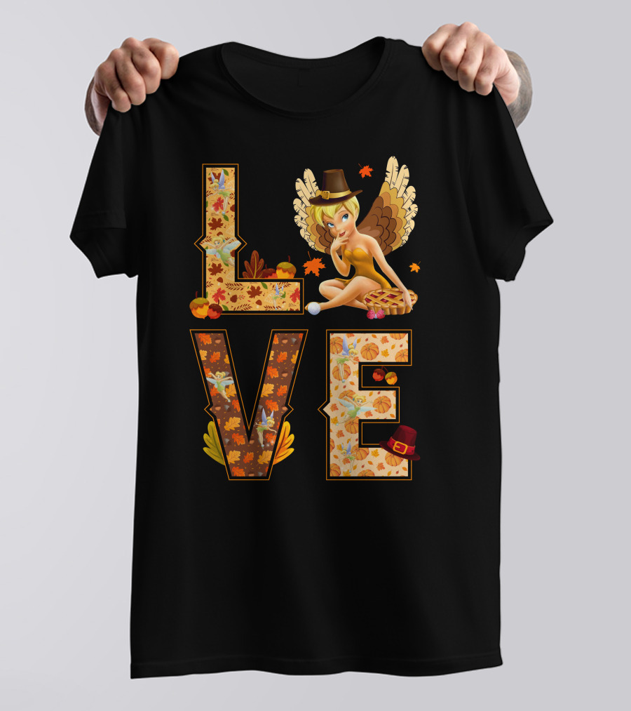 Love Tinkerbell Thanksgiving Autumn Theme T-Shirt