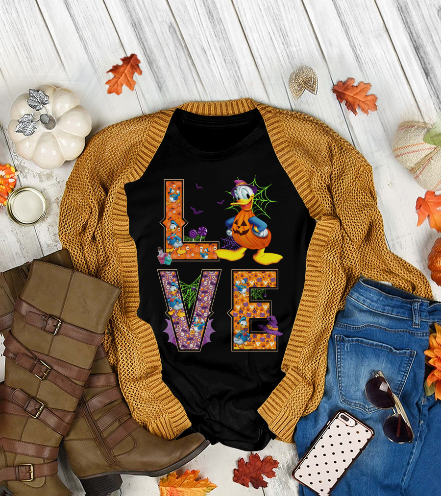 Donald Love Halloween Pumpkin Theme T-Shirt