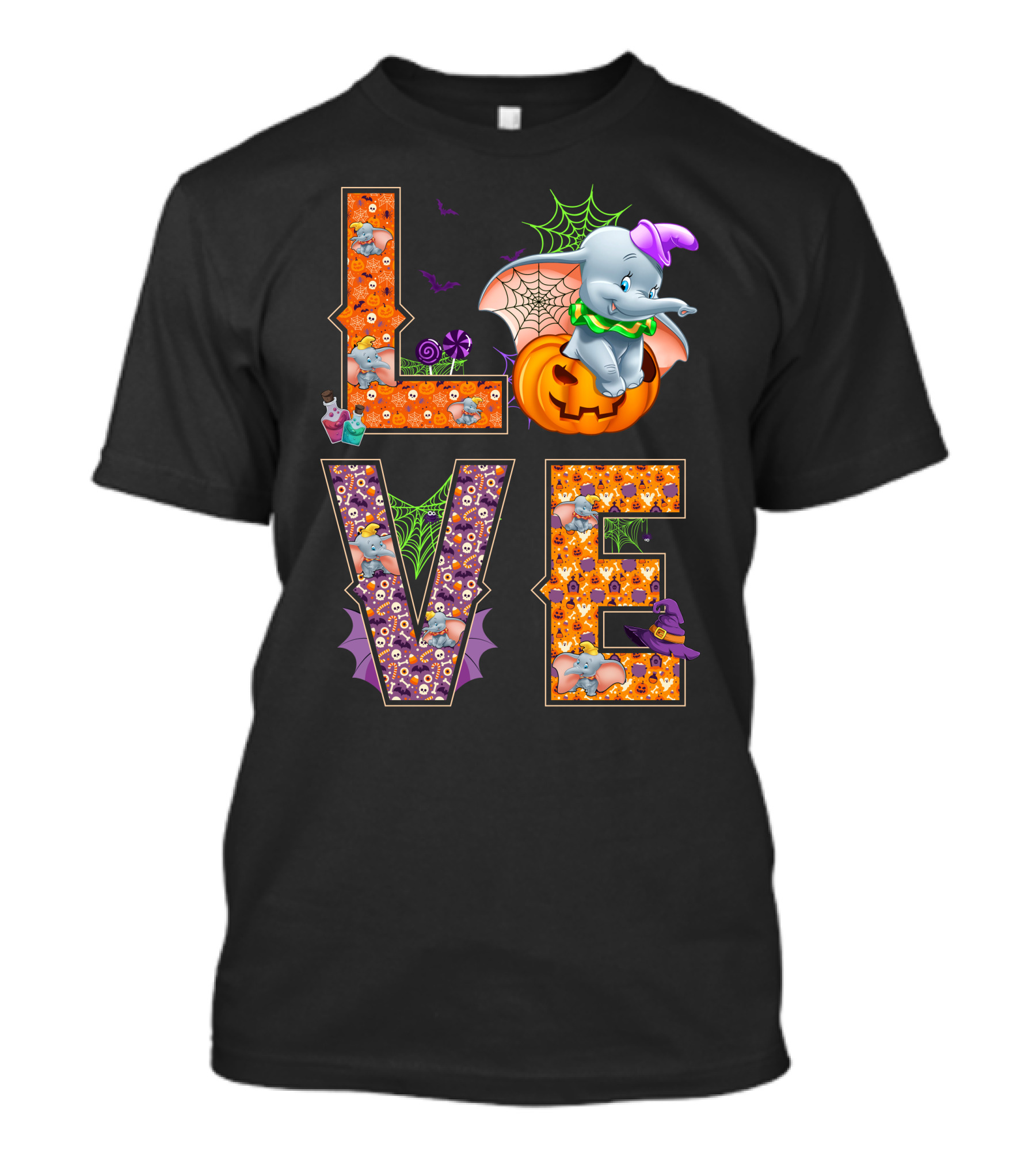 Dumbo Love Halloween Pumpkin Web Spooky Theme T-Shirt