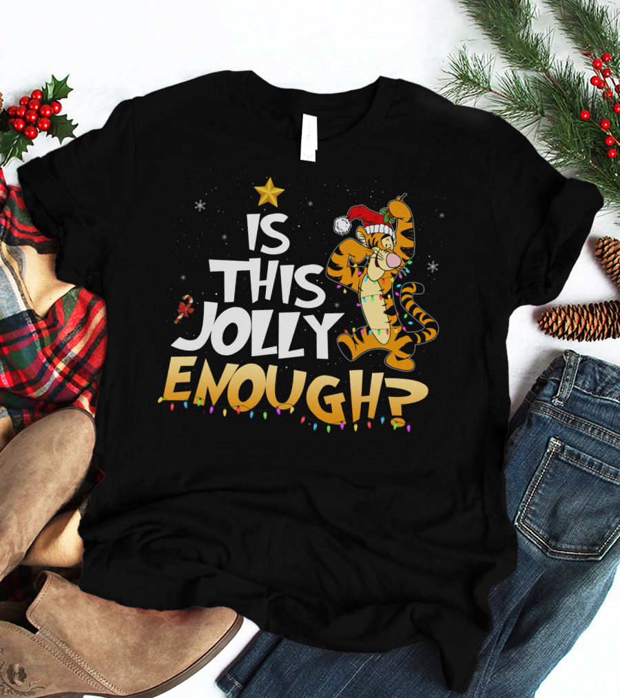 Is This Jolly Enough Tigger Christmas Santa Hat T-Shirt