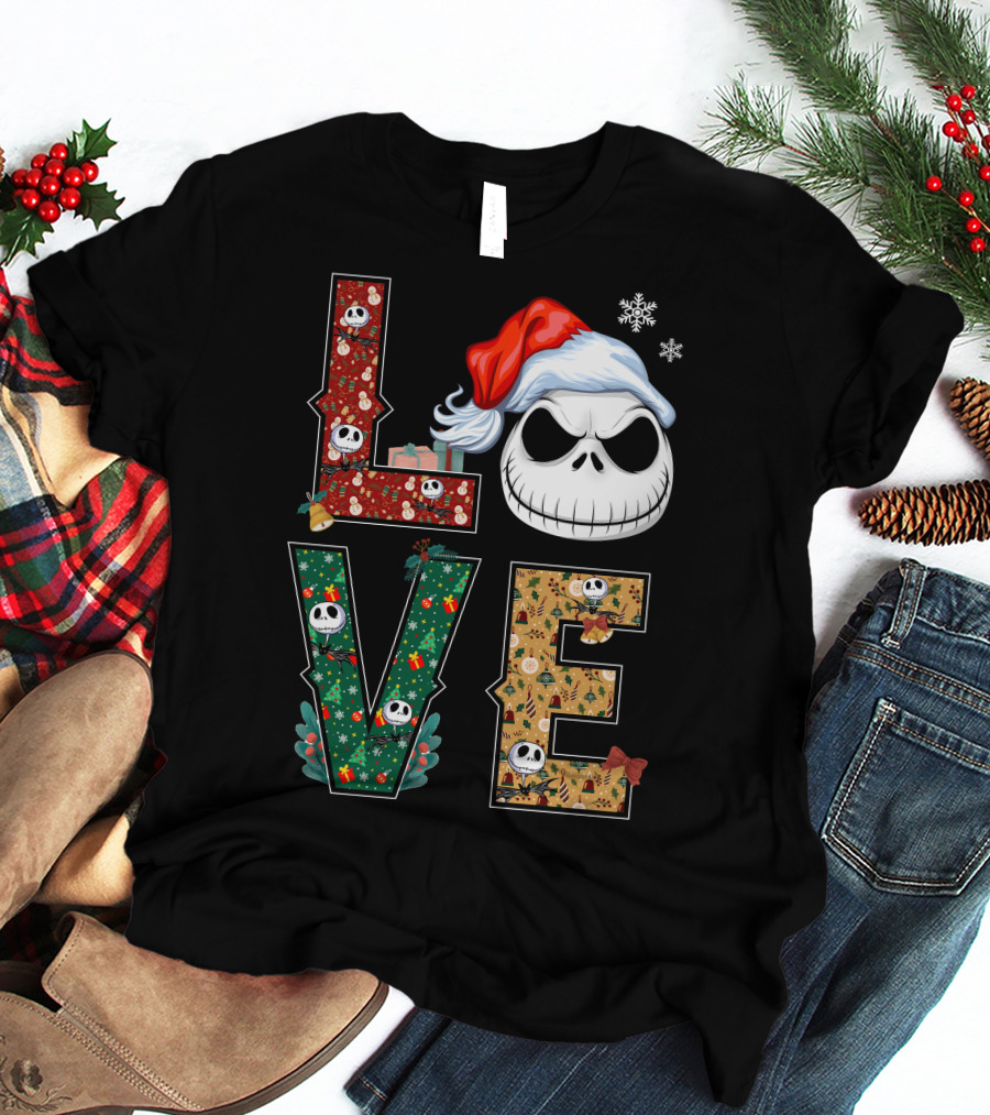 Love Jack Skellington Christmas Theme T-Shirt