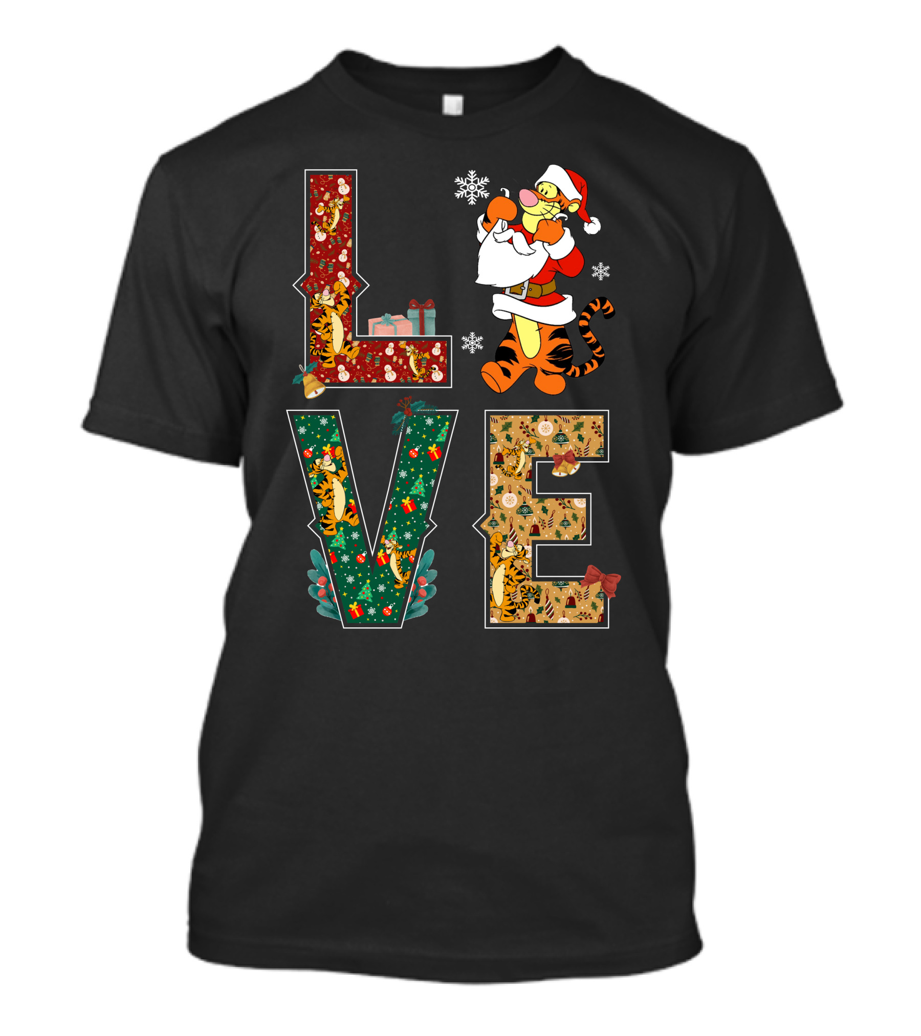 Love Tigger Christmas Santa Hat And Gifts T-Shirt