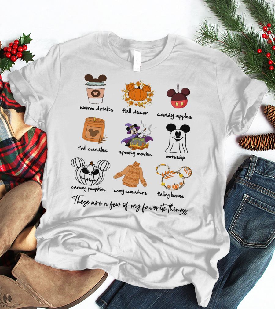 Warm Drinks Fall Decor Candy Apples Fall Candles Spooky Movies MNSSHP Carving Pumpkins Cozy Sweaters Falling Leaves Favorite Things T-Shirt