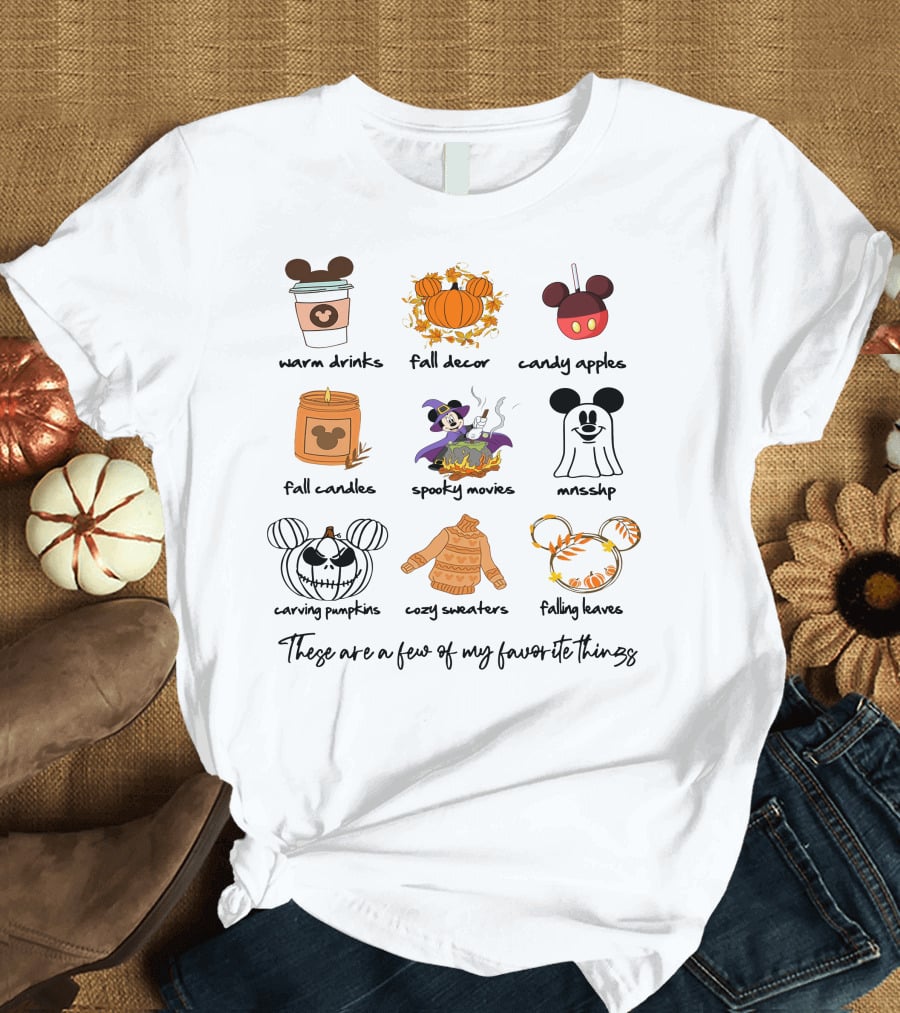 Warm Drinks Fall Decor Candy Apples Fall Candles Spooky Movies MNSSHP Carving Pumpkins Cozy Sweaters Falling Leaves Favorite Things T-Shirt