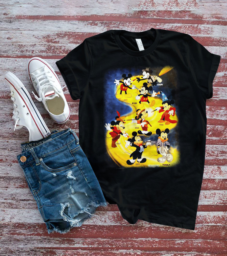 Mickey Through The Years 1928 1931 1936 1940 1941 1947 1955 Today T-Shirt