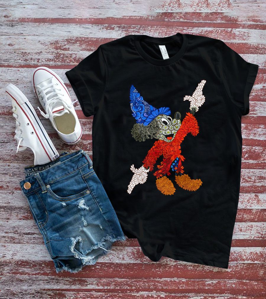Sorcerer Mickey Floral Pattern Disney T-Shirt