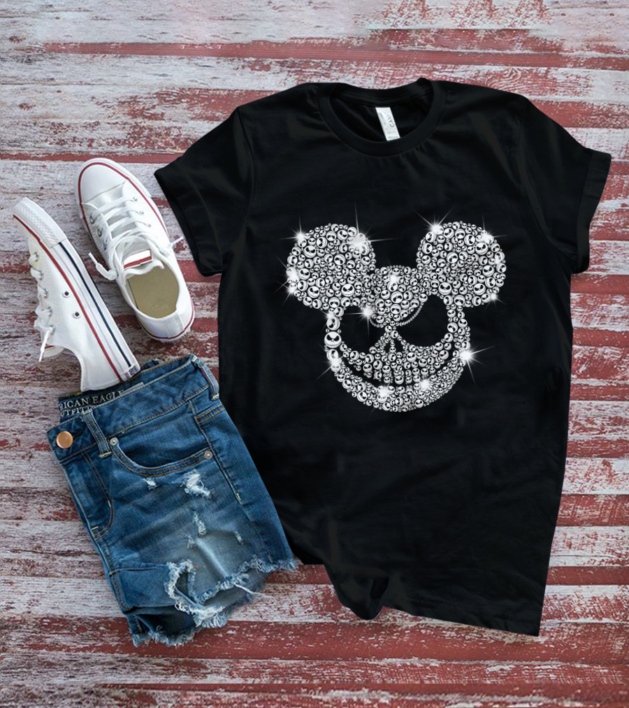 Jack Skellington Mickey Mouse Skull Crystal T-Shirt