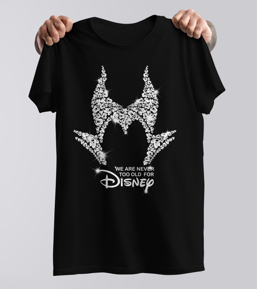 We Are Never Too Old For Disney Maleficent Floral Silhouette T-Shirt
